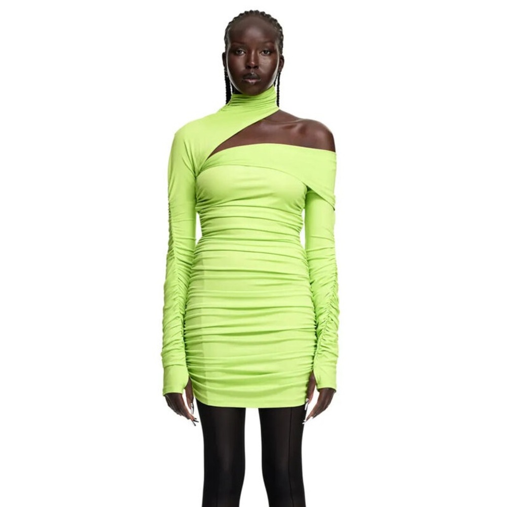 Mugler H&M Gathered One-Shoulder Mini Dress